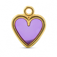 Bedels DQ metaal hart Purple-Goud (nikkelvrij)