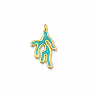 Bedels DQ metaal koraal Turquoise blue-Goud (nikkelvrij)
