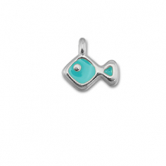 Bedels DQ metaal vis Turquoise blue-Antiek zilver (nikkelvrij)