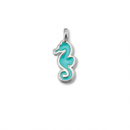 Bedels DQ metaal zeepaard Turquoise blue-Antiek zilver (nikkelvrij)