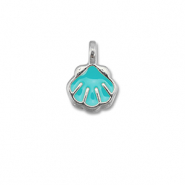Bedels DQ metaal schelp Turquoise blue-Antiek zilver (nikkelvrij)