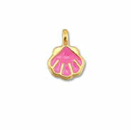 Bedels DQ metaal schelp Magenta pink-Goud (nikkelvrij)