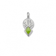 Bedels DQ metaal ruit Light green-Antiek zilver (nikkelvrij)