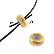 Roestvrij stalen (RVS) Stainless steel onderdelen smart bead stopper met motief 9mm Gold