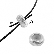 Roestvrij stalen (RVS) Stainless steel onderdelen smart bead stopper met motief 6mm Silver