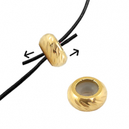 Roestvrij stalen (RVS) Stainless steel onderdelen smart bead stopper met motief 6mm Gold