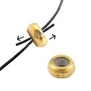 Roestvrij stalen (RVS) Stainless steel onderdelen smart bead stopper met motief 7mm Gold