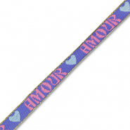 BY31® Lint met tekst "Amour" Lavender blue-pink-light blue-gold