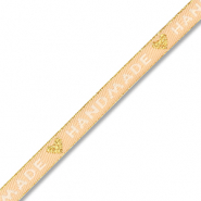 BY31® Lint met tekst "Handmade" Beige brown-white-gold
