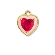 Brass TQ metaal bedels hart Gold-cream pink-berry wine red