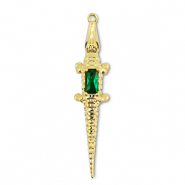 Brass TQ metaal bedels krokodil Gold-dark green