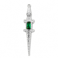 Brass TQ metaal bedels krokodil Silver-dark green