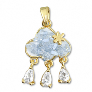 Eco-brass&reg; metaal bedels zirkonia wolk Gold-light grey