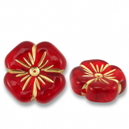 Acryl kralen bloem Red-gold