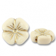 Acryl kralen bloem Off white-gold