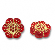 Acryl kralen bloem Red-gold
