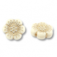 Acryl kralen bloem Off white-gold