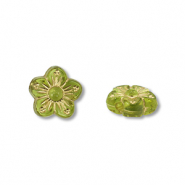 Acryl kralen bloem Olive green-gold