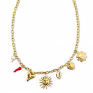 Roestvrij stalen (RVS) Stainless steel kettingen met bedels zomer Gold-red-white