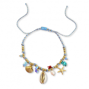 Roestvrij stalen (RVS) Stainless steel armbanden met bedels zeeleven Gold-multicolour