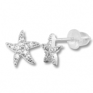 Brass TQ metaal oorbellen / oorstekers zeester Silver-transparent