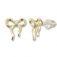 Brass TQ metaal oorbellen / oorstekers strik Gold