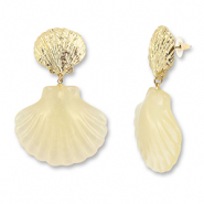 Trendy oorbellen schelp Light champange-gold