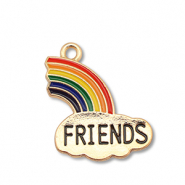 Bedels metaal enamel regenboog " friends" Gold-multicolour