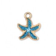 Bedels metaal enamel zeester Gold-blue