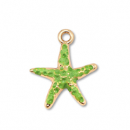 Bedels metaal enamel zeester Gold-green