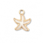 Bedels metaal enamel zeester Gold-white