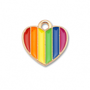 Bedels metaal enamel hart Gold-multicolour