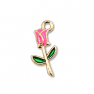 Bedels metaal enamel roos Gold-pink