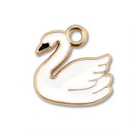 Bedels metaal enamel zwaan Gold-white