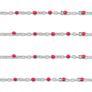 Roestvrij stalen (RVS) Stainless steel onderdelen jasseron 1mm Silver-cherry red