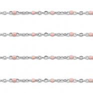 Roestvrij stalen (RVS) Stainless steel onderdelen jasseron 1mm Silver-light pink