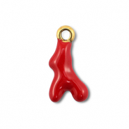 Roestvrij stalen (RVS) Stainless steel bedels koraal Gold-red