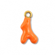 Roestvrij stalen (RVS) Stainless steel bedels koraal Gold-orange