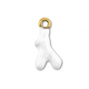 Roestvrij stalen (RVS) Stainless steel bedels koraal Gold-white