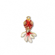 Eco-brass&reg; metaal bedels vis Gold-red-white