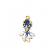 Eco-brass&reg; metaal bedels vis Gold-dark blue-white