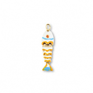 Brass TQ metaal bedels vis Gold-white-yellow-light blue