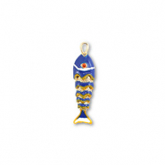 Brass TQ metaal bedels vis Gold-blue-yellow-white