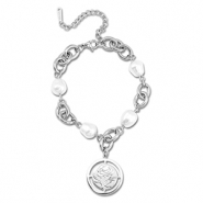 Roestvrij stalen (RVS) Stainless steel armbanden roos Silver