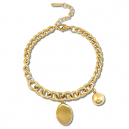 Roestvrij stalen (RVS) Stainless steel armbanden bal Gold