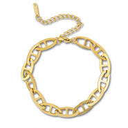 Roestvrij stalen (RVS) Stainless steel schakelarmbanden ovaal Gold