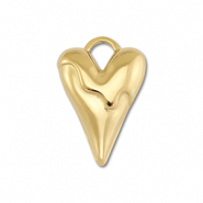 Roestvrij stalen (RVS) Stainless steel bedels hart Gold