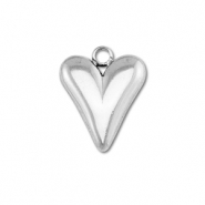 Roestvrij stalen (RVS) Stainless steel bedels hart Silver