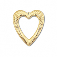 Roestvrij stalen (RVS) Stainless steel bedels hart Gold