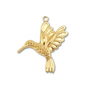 Roestvrij stalen (RVS) Stainless steel bedels kolibrie Gold